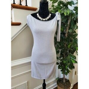 Takeout Junior Solid Gray Cotton Round Neck Sleeveless Knee Length Dress Size L